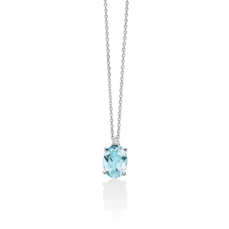 Collana Miluna Oro Bianco 9kt Topazio Azzurro e Diamanti CLD4698X