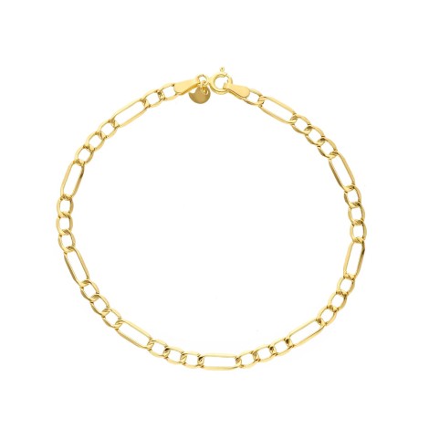 Bracciale Figaro Piatto Oro Giallo 9kt