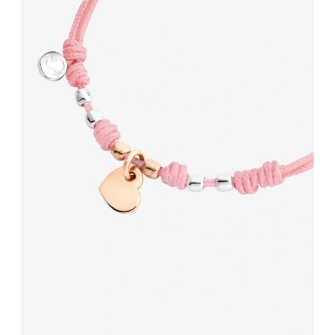 Bracciale Dodo Charm Mini Cuore Cordino Rosa