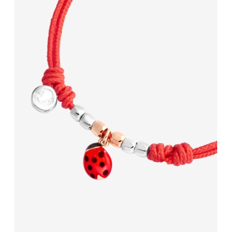 Bracciale Dodo Charm Mini Coccinella Cordino Rosso