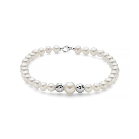 Bracciale Miluna Oro Bianco 9kt e Filo Di Perle PBR3514BX