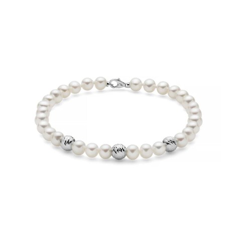 Bracciale Miluna Oro Bianco 9kt e Filo Di Perle PBR3513BX