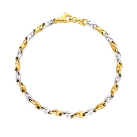 Bracciale Tubetti Oro Bicolore 9kt Spesso