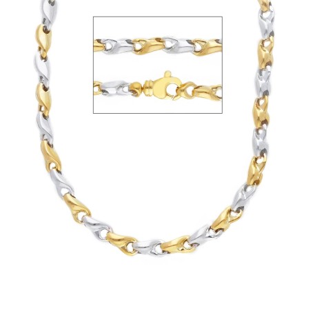 Collana Tubetti Oro Bicolore 9kt Spessa