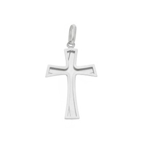 Ciondolo Croce Oro Bianco 18kt Bombata retro