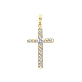 Ciondolo Croce Oro 9Kt Rigata