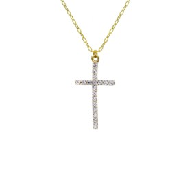 Collana Croce Oro Giallo 9Kt e Zirconi