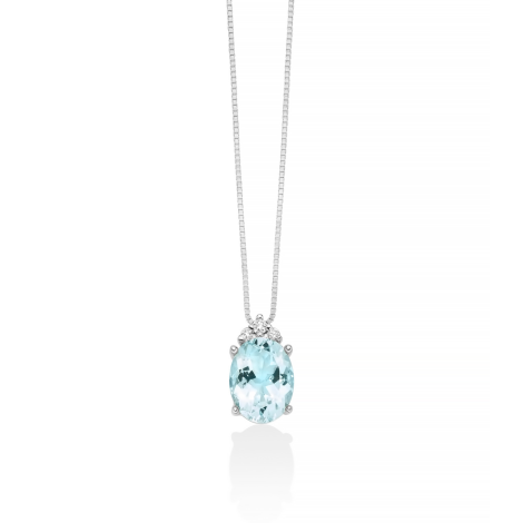 Collana Miluna Acquamarina Ovale e Diamanti CLD4725 MiRaggi