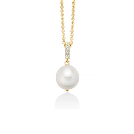 Collana Miluna Argento Dorata e Perla PCL6538G