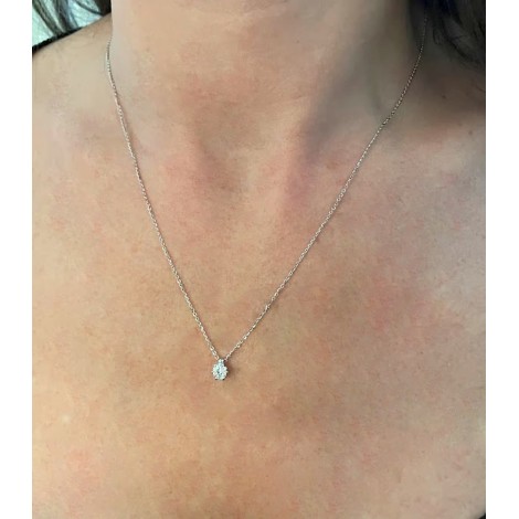 Collana Punto Luce Oro Bianco 18kt Diamante Certificato