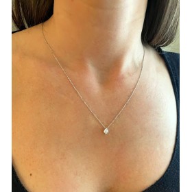 Collana Punto Luce Oro Bianco 18kt Diamante Certificato