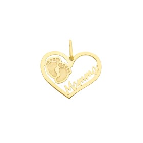 Ciondolo Cuore Mamma Piedini Oro 18kt