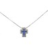 Collana Croce Zaffiti 0,34ct Diamanti 0,12ct Oro Bianco 18kt