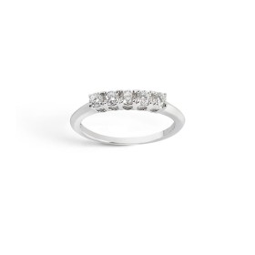 Anello Veretta Oro Bianco 5 Pietre Diamanti