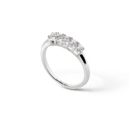 Anello Veretta Oro Bianco 5 Pietre Diamanti