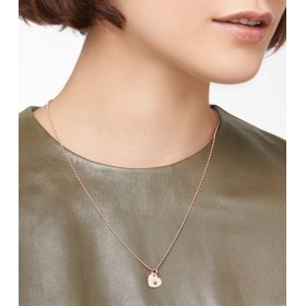 Ciondolo Dodo Cuore Oro Rosa 9Kt Diamante Nero