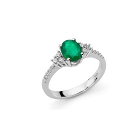 Anello Miluna Oro Bianco 18kt Smeraldo e Diamanti LID3546