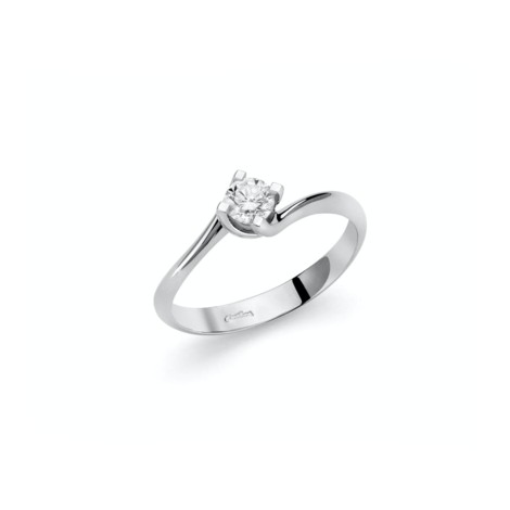Anello Solitario Miluna Contrariè Oro Bianco 18kt e Diamante LID5180