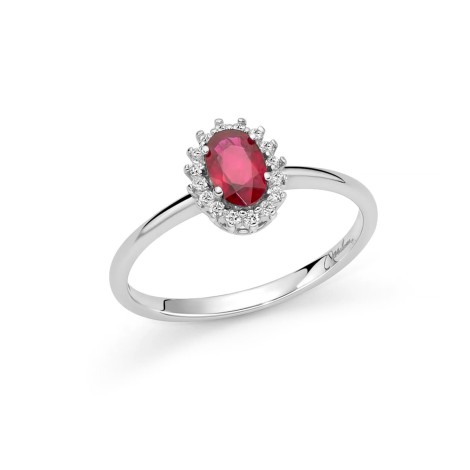 Anello Miluna Rubino e Diamanti Oro Bianco 18kt LID3674