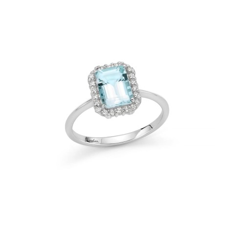 Anello Miluna Acquamarina e Diamanti Oro Bianco 18kt LID3796