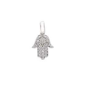 Ciondolo Mano Di Fatima Oro Bianco 18kt Zirconi