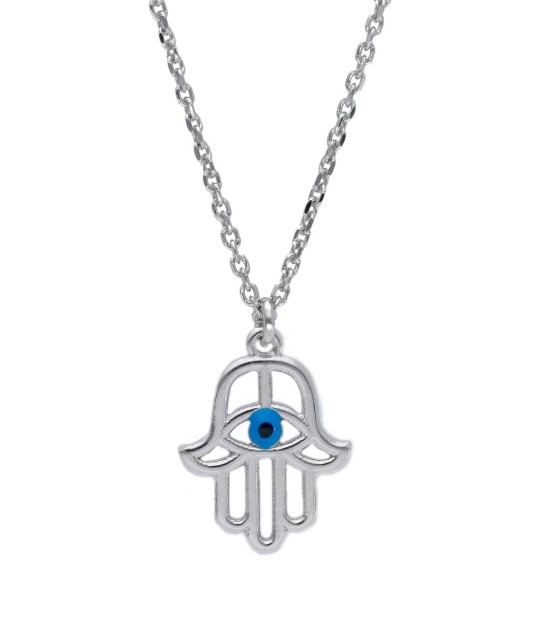 Orecchini in argento con mano di Fatima in posizione verticale - Italia