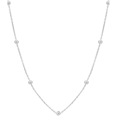 Collana Oro Bianco 9kt Zirconi