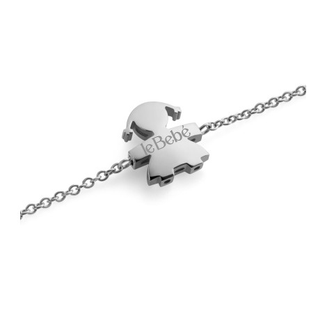 Bracciale Le Bebé I Tesorini Oro Bianco 18kt Sagoma Bimba LBB909