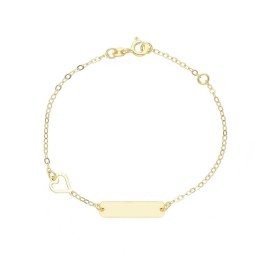 Bracciale Cuore Targhetta Oro Giallo 9kt