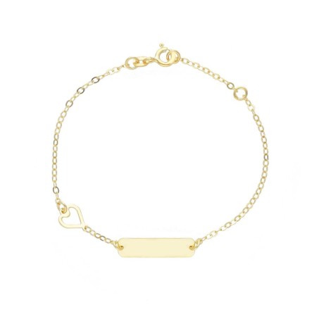 Bracciale Cuore Targhetta Oro Giallo 9kt