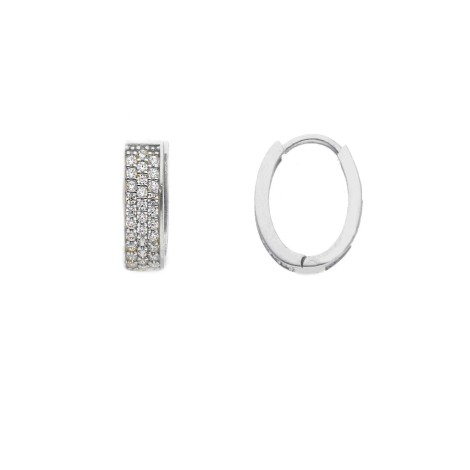 Orecchini Cerchietto Oro Bianco 9kt Zirconi