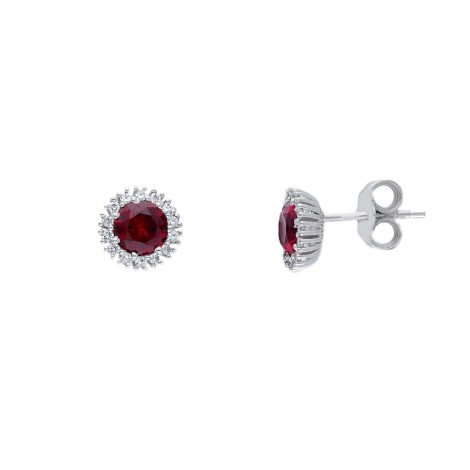 Orecchini Fiore Oro Bianco 9kt Zirconi