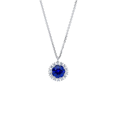 Collana Fiore Oro Bianco 9kt con Zirconi