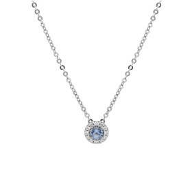 Collana Fiore Oro Bianco 9kt con Zircone Celeste