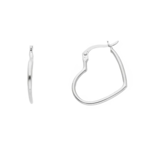 Orecchini Cuore Filo Oro Bianco 9kt