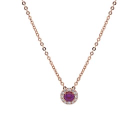Collana Fiore Oro Rosa 9kt con Zircone Rosso