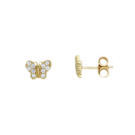 Orecchini Farfalla Oro Giallo 9kt Zirconi