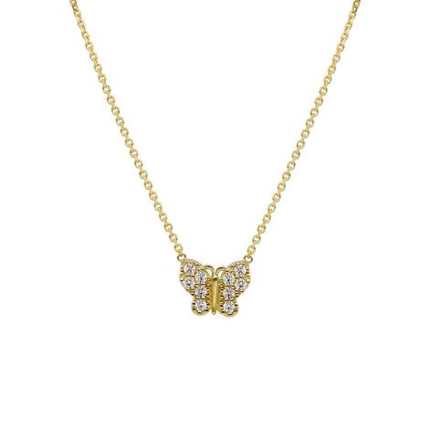 Collana Farfalla Oro Giallo 9kt Zirconi