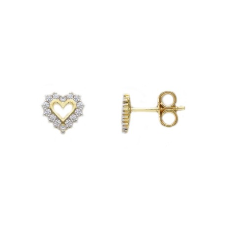 Orecchini Cuore Oro Giallo 9kt Zirconi