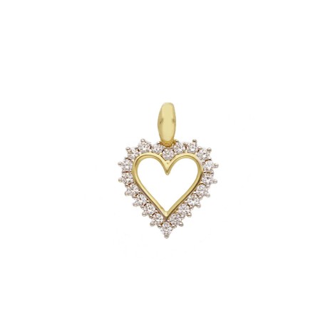 Ciondolo Cuore Oro Giallo 9Kt Zirconi