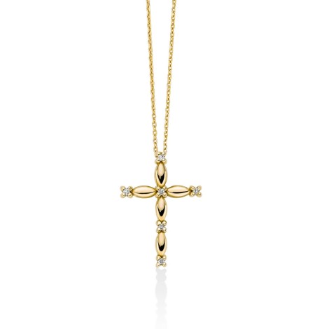 Collana Croce Miluna Oro Giallo 9kt e Diamanti CLD4678X