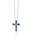 Collana Croce Miluna Oro Bianco 9kt e Zaffiro CLD4745X