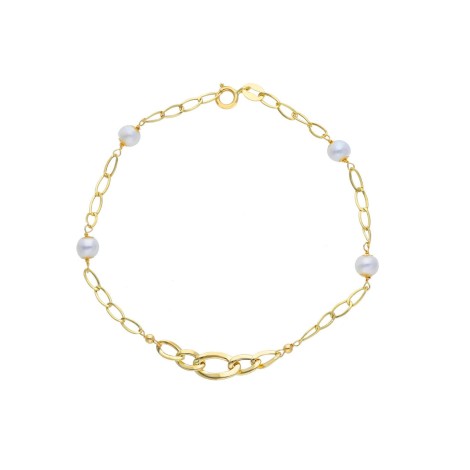 Bracciale Catena Oro Giallo 18kt Perle