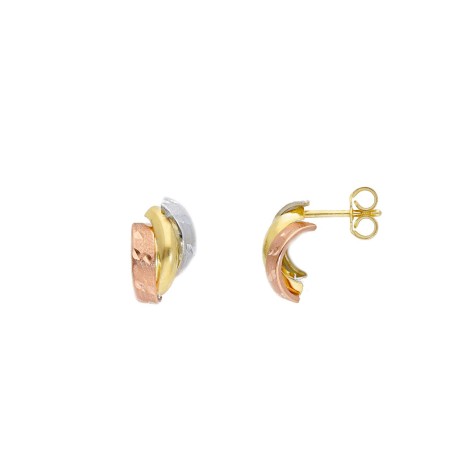 Orecchini Lobo Intrecciati Tre Ori 18kt