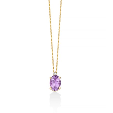 Collana Ametista Oro Giallo 9kt e Diamanti CLD4837X