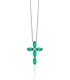 Collana Croce Miluna Oro Bianco 9kt e Smeraldo CLD4747X