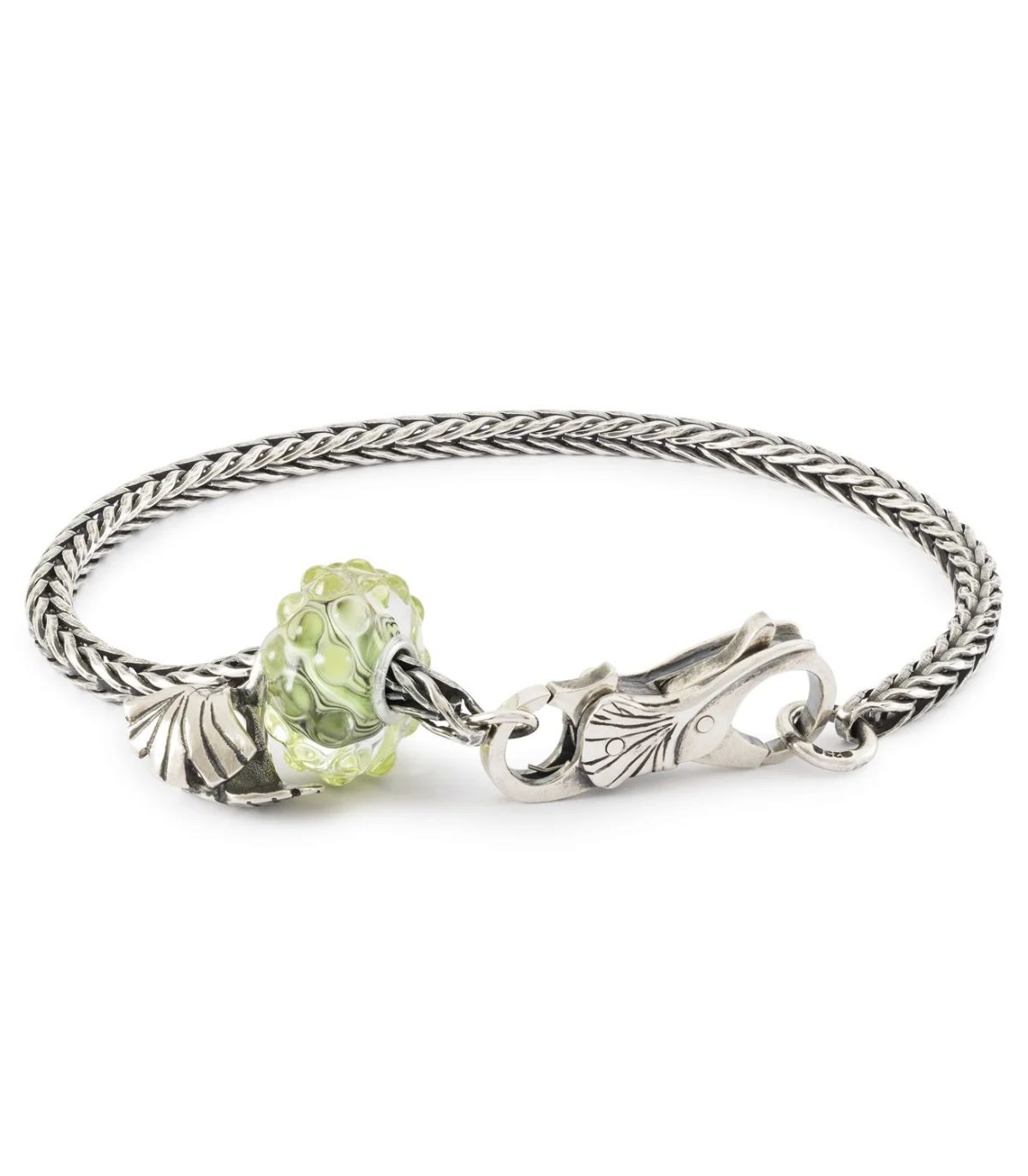 Trollbeads Bracciale Amore Incondizionato - Argento 925, Vetro Verde Speranza, Pigne D'Amore E Stelle - Fatto A Mano (17 Cm)