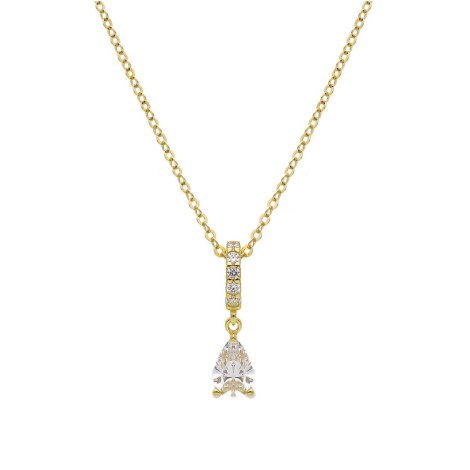 Collana Goccia Oro Giallo 18kt Zirconi Bianchi