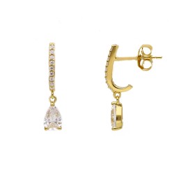 Orecchini Goccia Pendente Oro Giallo 18kt Zirconi