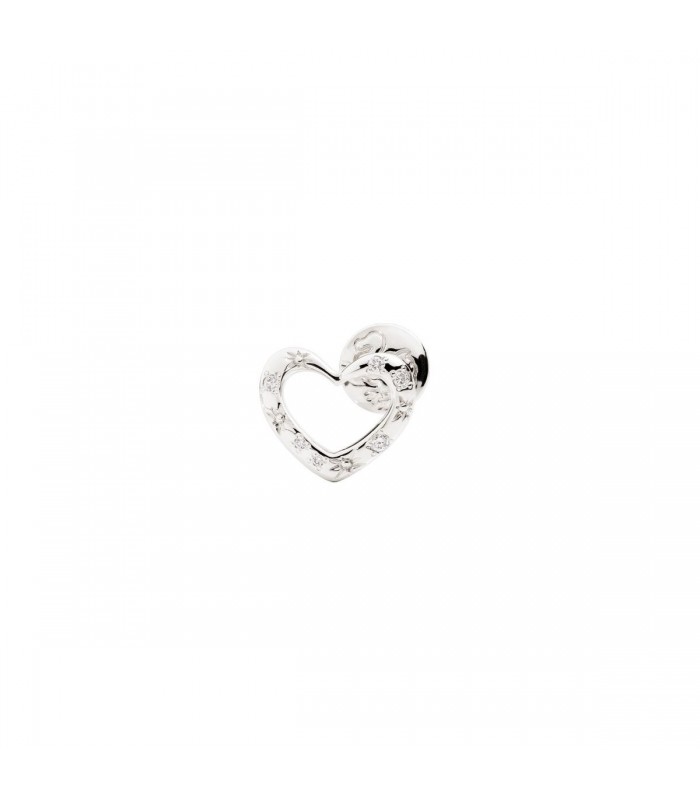 Orecchino Donna Dodo Cuore Oro Bianco 9Kt e Diamanti DOHCUT/9B/B/K